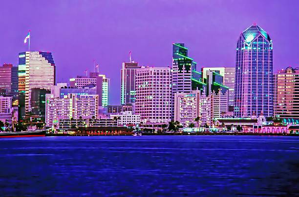 Downtown San Diego at dusk, California