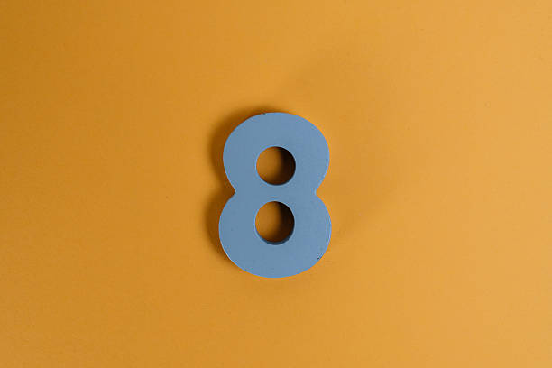Yellow number 8 isolated on a clean white background with copy spac