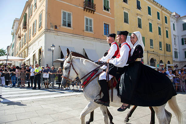 september 04 2022 - Italy - Sassari - The ancient cultural and folklore event Cavalcata Sarda presents typical costumes of the Sardinian people different in each country, with Knights and Amazons in traditional clothes.