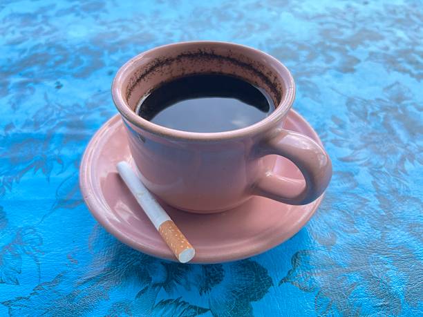 A cup of coffee on the table in the morning