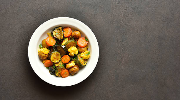 Stewed vegetables on plate