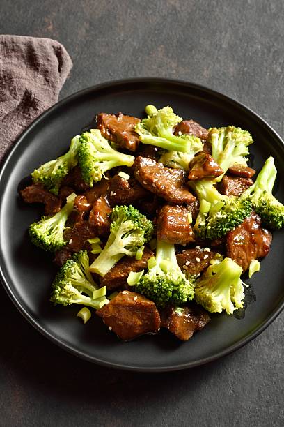 Beef with broccoli in asian style