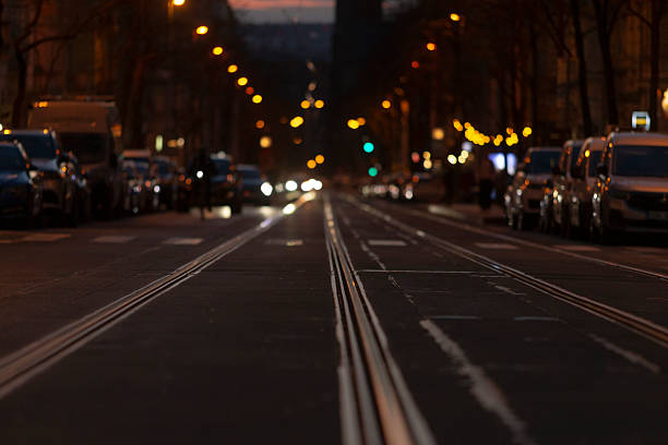 istock Major arrow on pavement illustrating night time navigation scene 2255195716