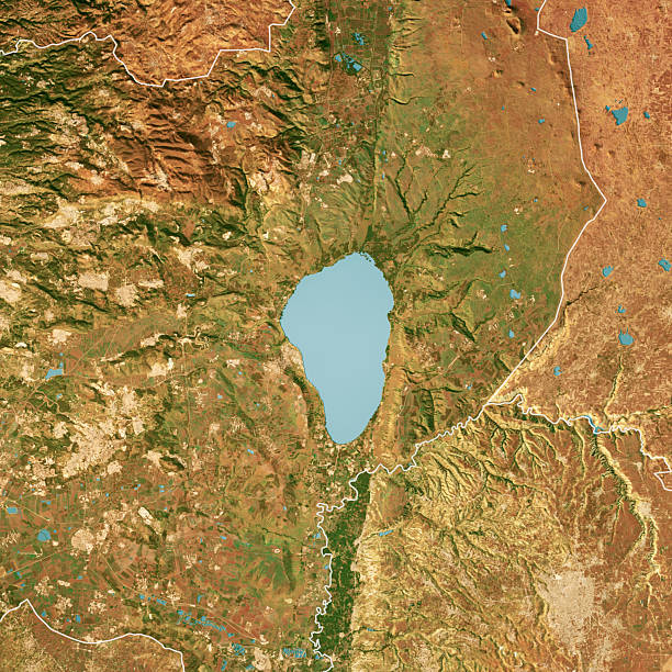 istock Sea Of Galilee Satellite Topographic Map 3D Render Color Border 2255198587