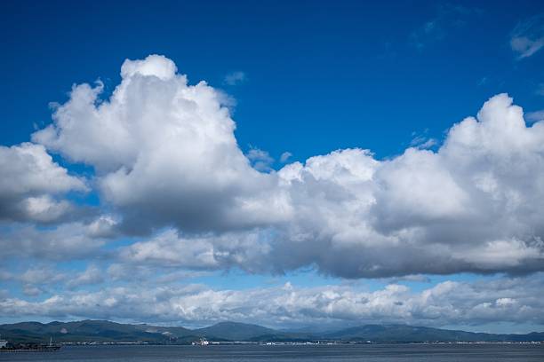 Blue sky, sea and white clouds