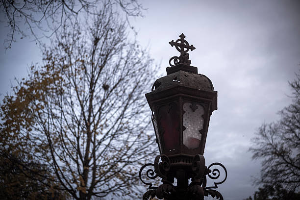 An old rusty grave lantern at Vienna's Central Cemetery.