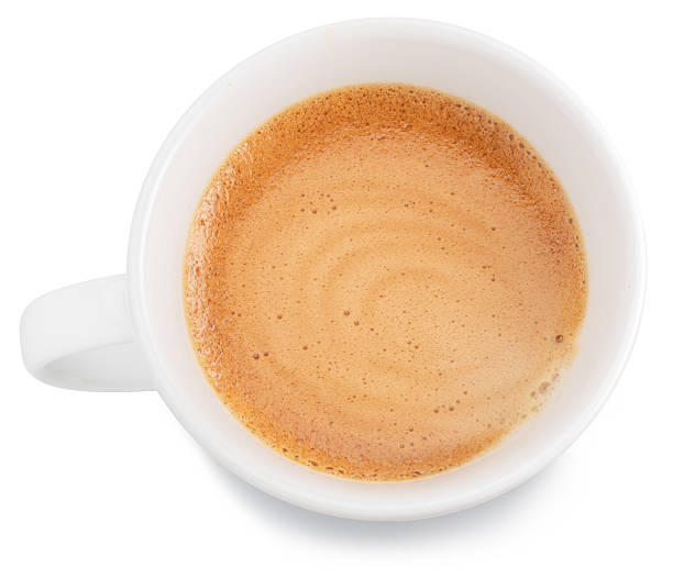 istock Cup of espresso coffee top view on white background. File contains clipping path. 2255222466