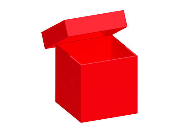 Open red box isolated on white background. Bright product package for design