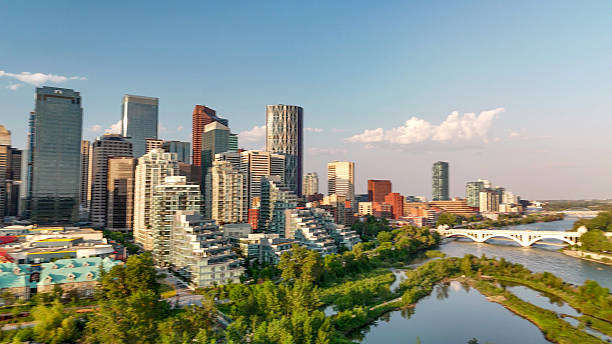 istock Calgary Alberta cityscape from above during colorful sunset with modern architecture 2255253791