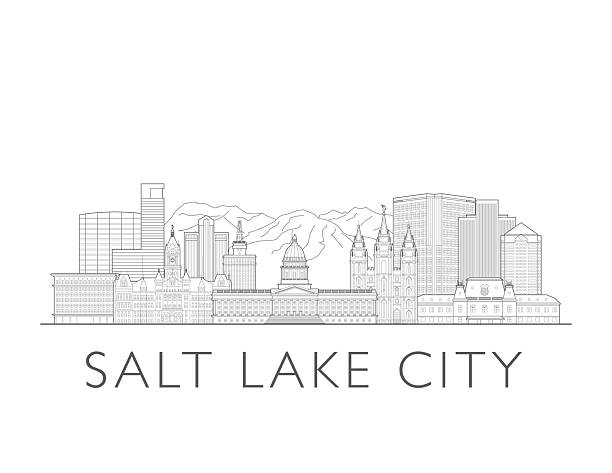 Salt Lake City Utah cityscape illustration skyline drawing