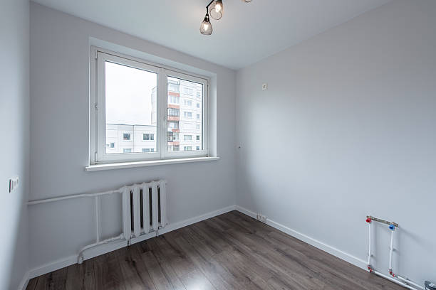 istock Modern Home Kitchen Empty Room with Large Window and Wood Flooring 2255261646