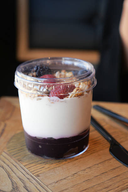 Yogurt parfait with berries and granola in a cup