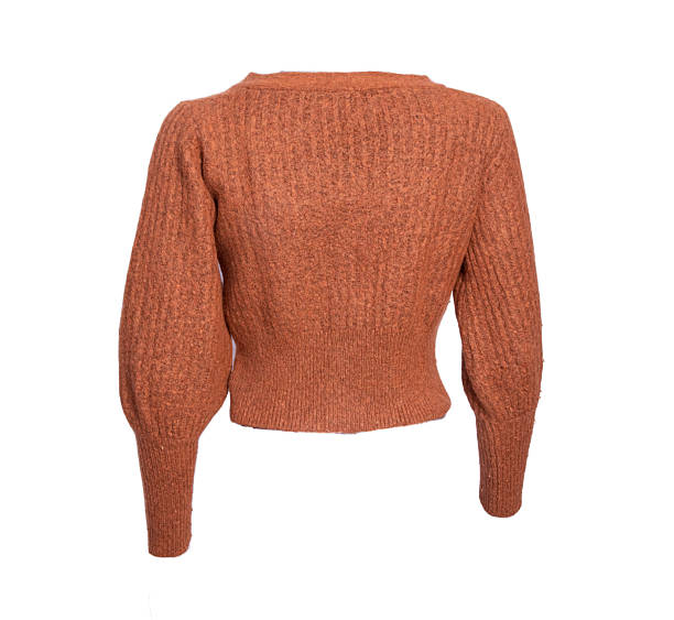 istock Brown Knit Cardigan Sweater Front and Rear View Isolated on White Background 2255268041