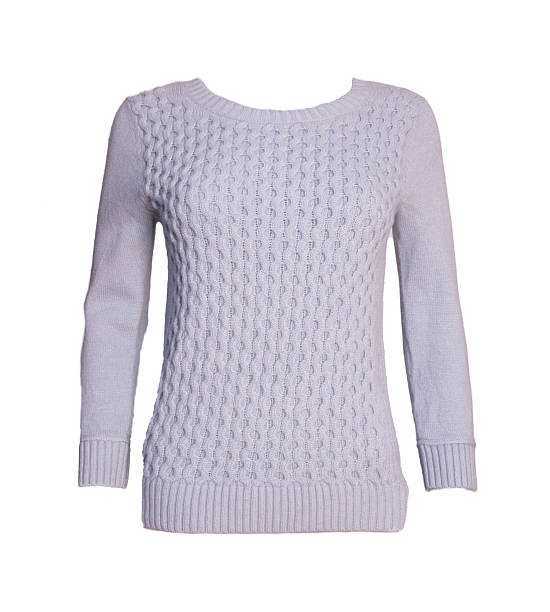istock Light Gray Cable Knit Sweater Front and Rear View Isolated on White Background 2255268045