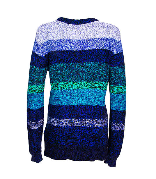 istock Blue Green Striped Knit Sweater Isolated on White Background 2255268070