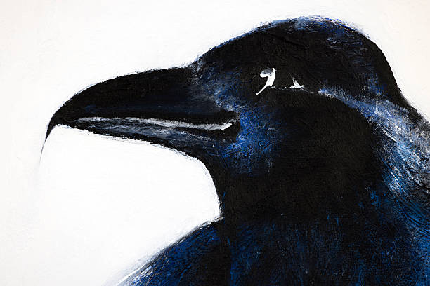 istock Raven, oil painting on canvas, white background with copy space 2255268939