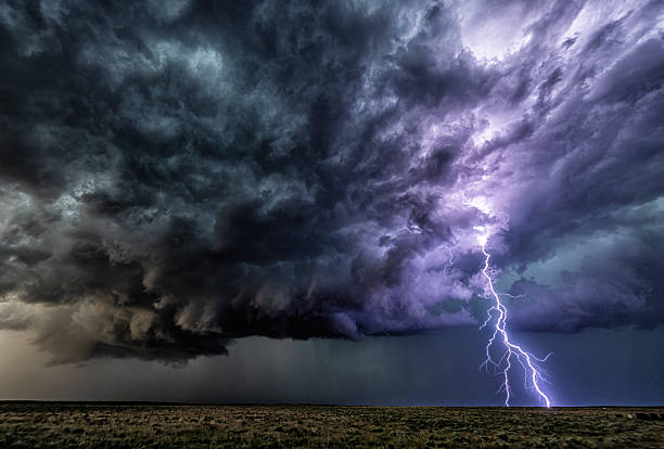 istock Supercell thunderstorm in rural area cloud to ground lightening. 2255269701