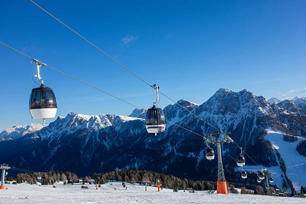 istock Gondola Cable Car Over Ski Slope on Sunny Winter Day with Blue Sky 2255269778