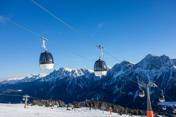 istock Gondola Cable Car Over Ski Slope on Sunny Winter Day with Blue Sky 2255269792