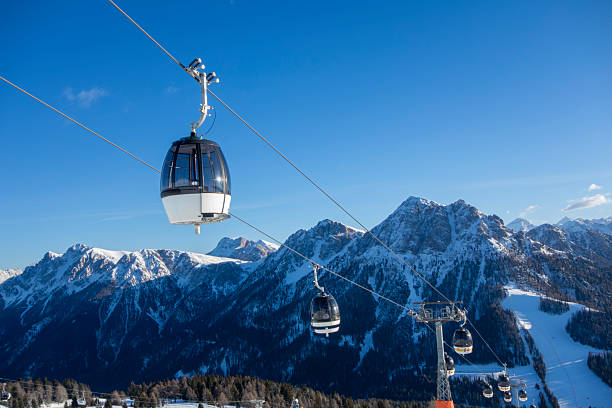 istock Gondola Cable Car Over Ski Slope on Sunny Winter Day with Blue Sky 2255269801