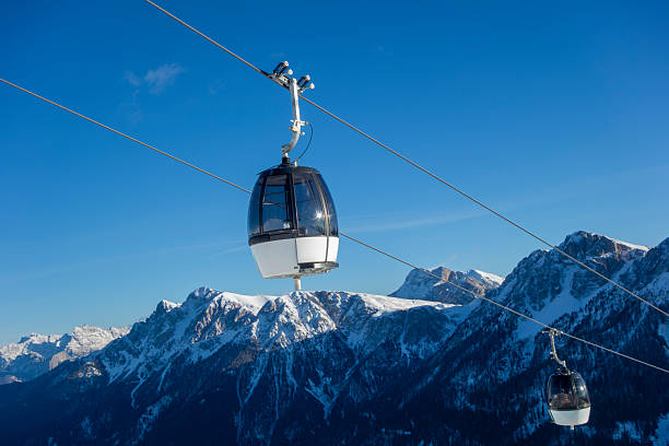 istock Gondola Cable Car Over Ski Slope on Sunny Winter Day with Blue Sky 2255269812