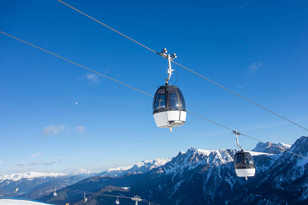 istock Gondola Cable Car Over Ski Slope on Sunny Winter Day with Blue Sky 2255270340