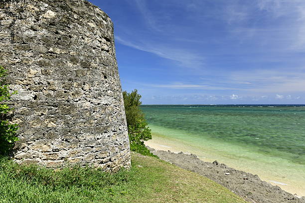 The beautiful and natural coastline of the South-West tip of the island, with 19th century Martello tower built by the British 1865 for coastal protection from the French.