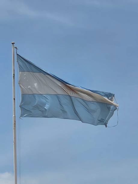 istock Argentine Flag Waving Against Blue Sky 2255281194