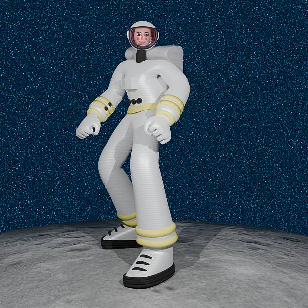 an astronaut on the moon. Three-dimensional cartoon-style illustration