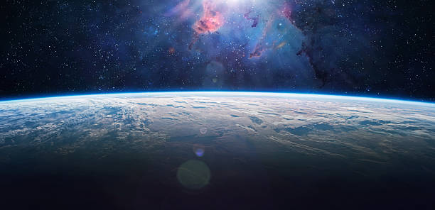 istock Planet Earth surface in deep bright space. Orbit of blue planet in space. Wide wallpaper of space landscape with Earth and stars. Elements of this image furnished by NASA. Not AI. 2255285908
