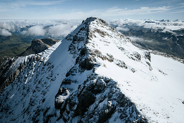 Aerial view of snowcapped mountains, Verbier, Valais Canton, Swiss Alps