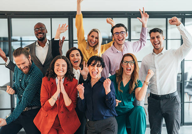 istock Business team celabrating after achieving goals 2255294639