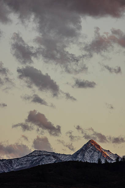istock Beautiful Snowcapped Mountain. Overcast Cloudy Sky at Dusk. Vertical Copy Space 2255298228