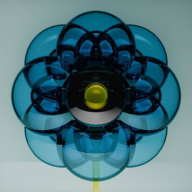 3d blue glass flower sculpture