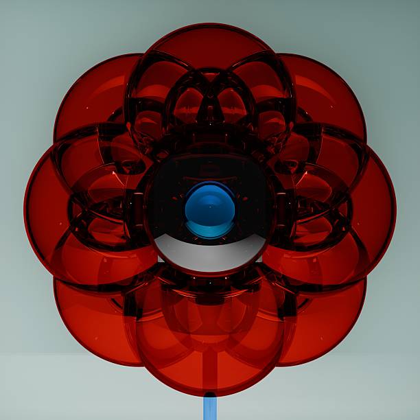 3d red glass flower abstract
