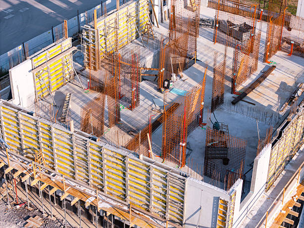 istock Aerial View of Construction Site with Concrete and Rebar 2255315744