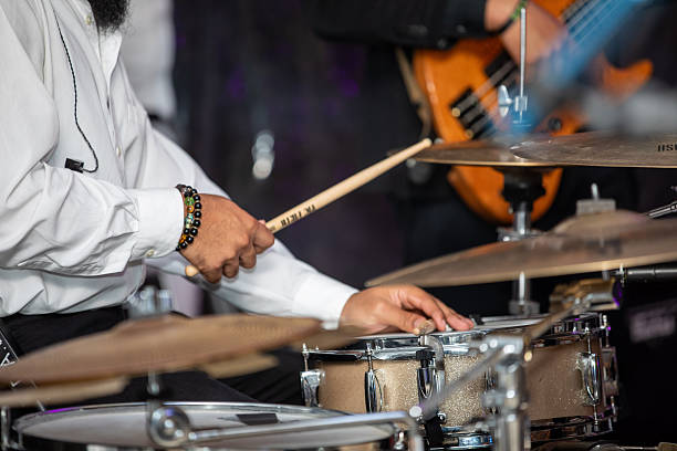 Close up of someone playing drums