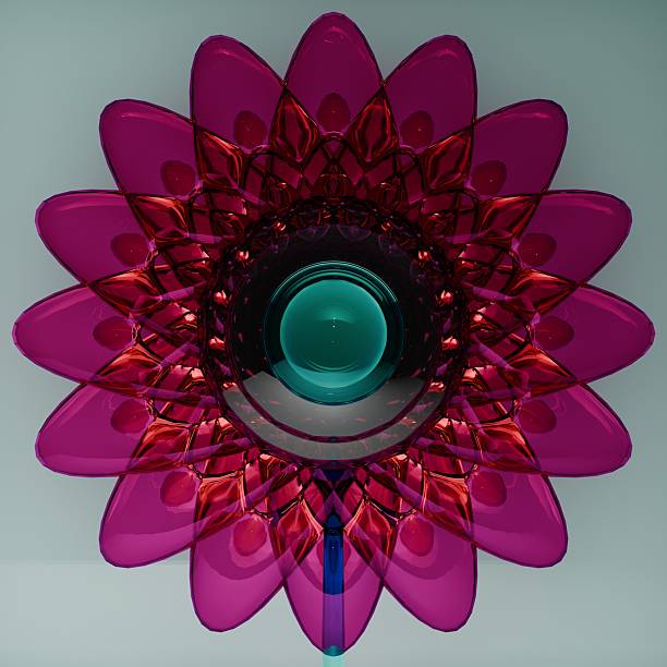 3d glass pink flower