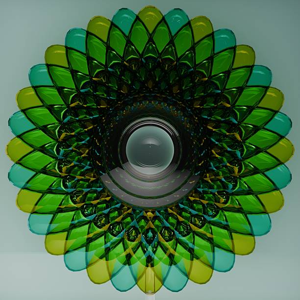 3D green and yellow glass flower