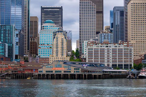 A view of the Seattle skyline on a bright sunny day.