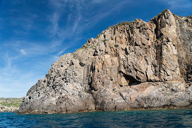 Rocky seashore near Urla Demircili bay in the Mediterranean sea. Izmir, Turkey