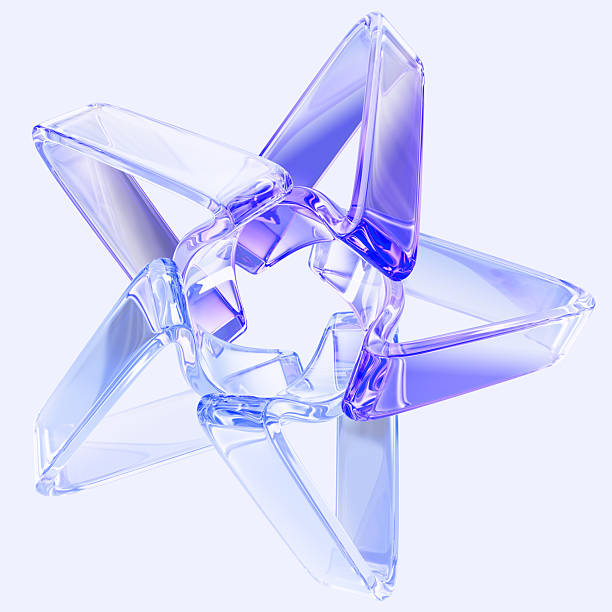 Glass 3d star icon with holographic gradient in outline style. Abstract supernova, stellar explosion, core collapses in space. Geometric burst of star formation, magic light flare. 3D illustration