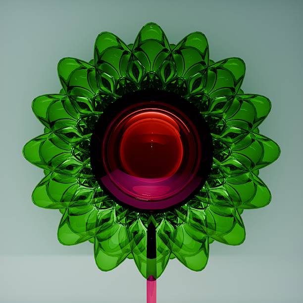 3d red and green glass flower