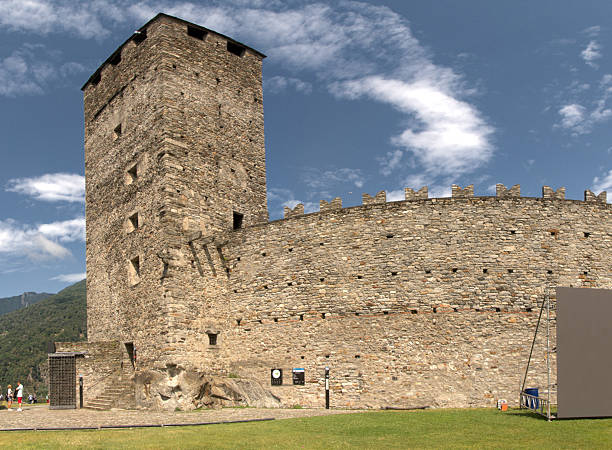 Mediaeval castle in the centre of the Swiss town of Bellinzone in Autumn sunshine