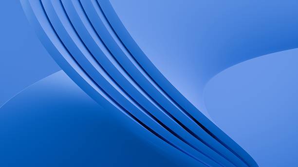 istock Abstract wavy curved 3d render. Blue soft layers of plastic with lines, folds, ruffles. Modern wallpaper, texture pattern. 3D Illustration 2255350677