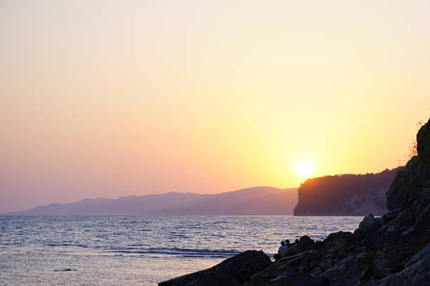 Sunset over the Black Sea. Inal Bay.