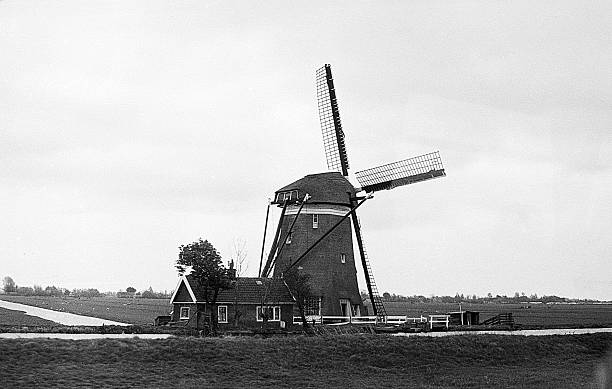 Netherlands, - October 10, 1974: view of unidentified old windmill
