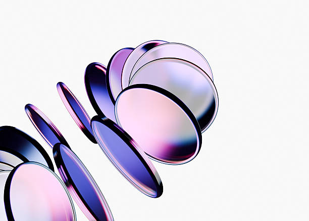 istock Abstract lens circle glass, futuristic optic gradient, minimal white background art 2255354289