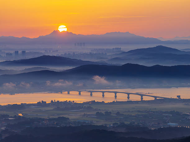 Sunrise over Bukhansan Mountain in Seoul