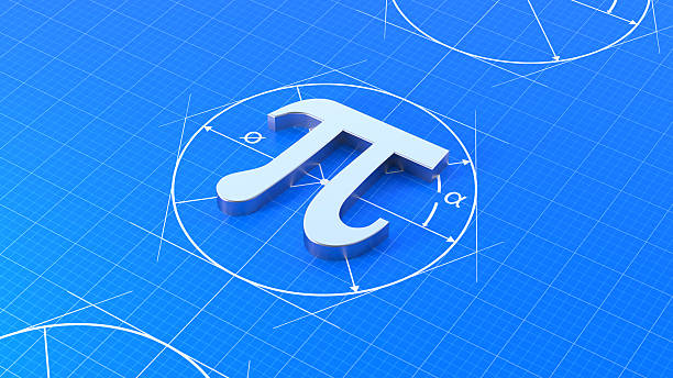 This professional 3D visualization features a metallic Pi symbol resting on a detailed blue blueprint background, surrounded by technical geometric drawings. The composition highlights the intersection of mathematics, engineering, and architectural design. It serves as an excellent visual for Pi Day celebrations, educational materials, and scientific presentations. Perfect for schools, universities, and technology companies looking to represent precision, calculation, and the fundamental principles of science.